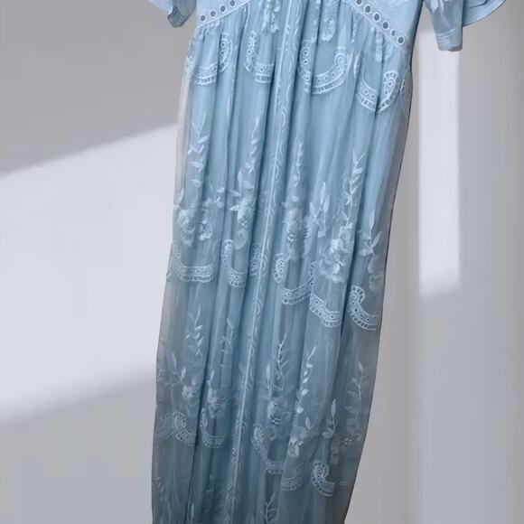 Pink Blush Maternity Maxi Dress - Floral – Powder Blue (Women’s Small, NWT) - Picture 3 of 8